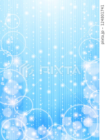 幻想的な雨背景、イラスト、縦、梅雨、青、かわいい、キラキラ 124801741