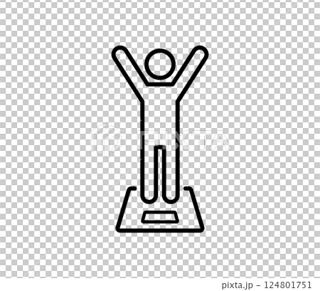体重計に乗って喜ぶ人のアイコンイラスト　ベクター 124801751
