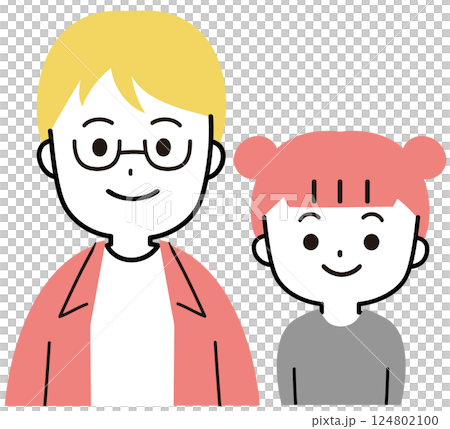 Smiling man and girl family icon illustration Smiling man and girl family icon illustration 124802100