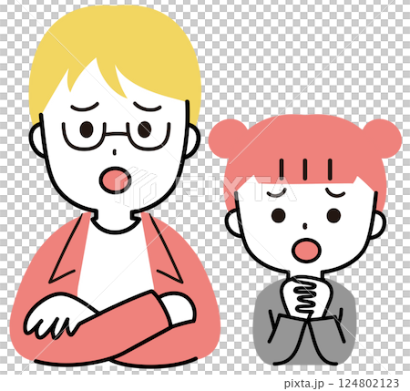 Troubled man and girl family icon illustration 124802123