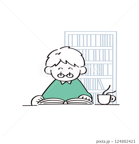 読書をする男性のイラスト 読書をする男性のイラスト 124802421