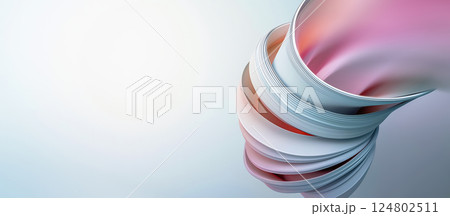 A vibrant light swirl creates a captivating abstract background, blending smooth curves and colors, perfect for artistic projects or digital designs. 124802511