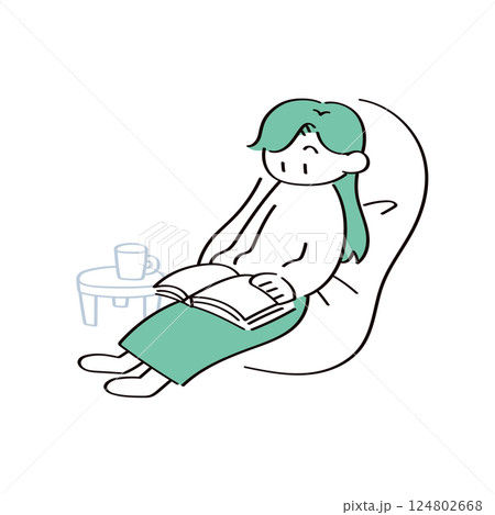 読書をする女性のイラスト 124802668