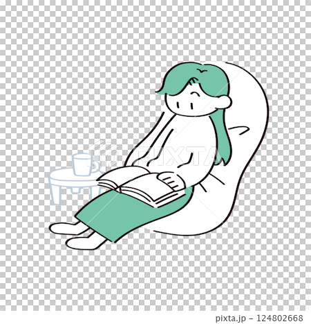読書をする女性のイラスト 124802668