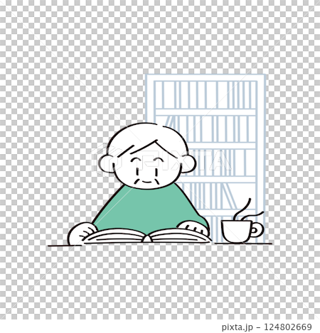 一個男人讀一本書的插圖 一個男人讀一本書的插圖 124802669