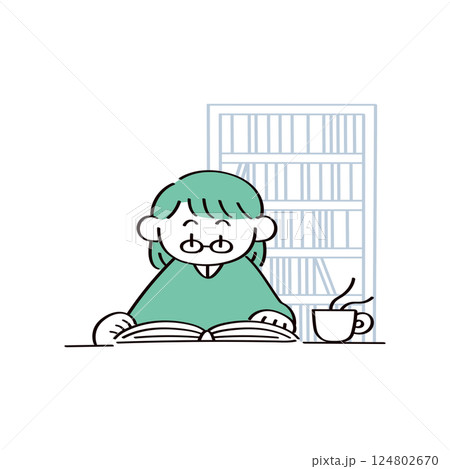 読書をする女性のイラスト 124802670