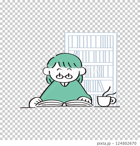 読書をする女性のイラスト 124802670