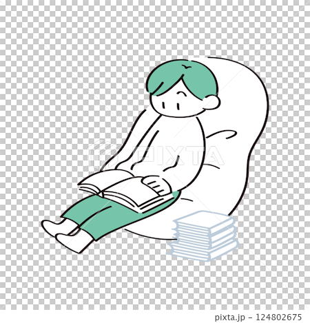 一個男人讀一本書的插圖 124802675