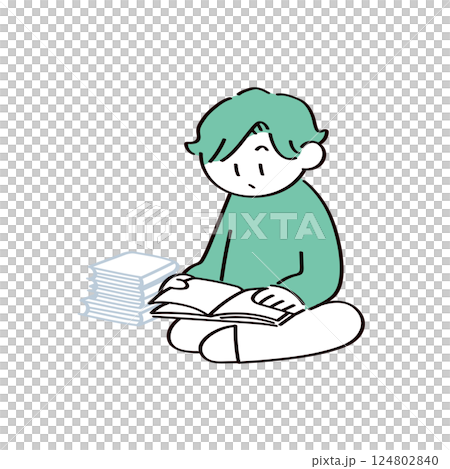 一個男人讀一本書的插圖 一個男人讀一本書的插圖 124802840