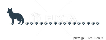 足跡をつけながら歩くキツネのラインシルエット 足跡をつけながら歩くキツネのラインシルエット 124802894
