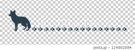 足跡をつけながら歩くキツネのラインシルエット 足跡をつけながら歩くキツネのラインシルエット 124802894