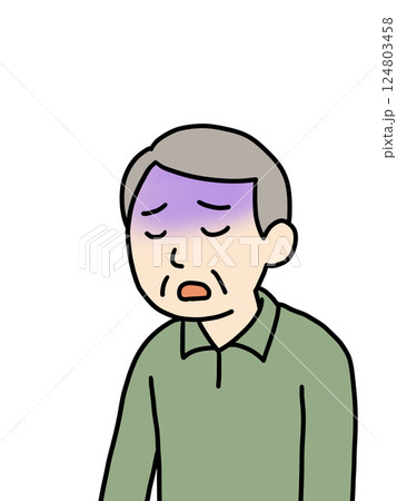 体調不良になるシニア男性 体調不良になるシニア男性 124803458