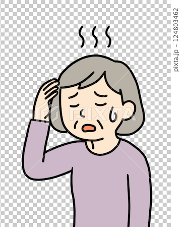 Senior woman suffering from heat stroke 1 (mark) Senior woman suffering from heat stroke 1 (mark) 124803462