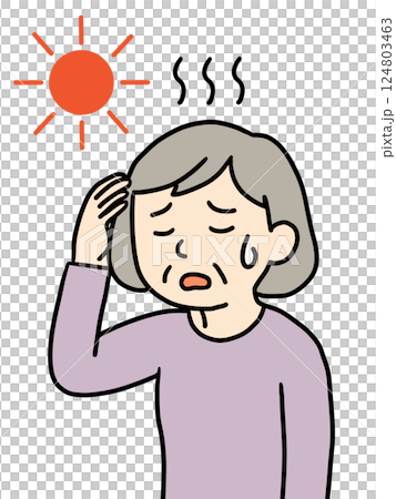 Senior woman suffering from heat stroke 1 (Sun mark) Senior woman suffering from heat stroke 1 (Sun mark) 124803463
