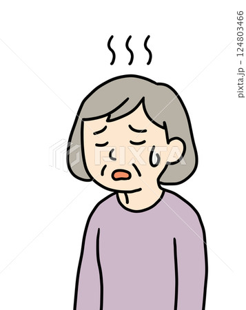 熱中症になるシニア女性2（マーク） 124803466
