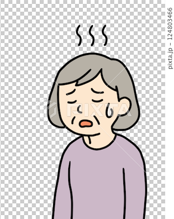熱中症になるシニア女性2（マーク） 124803466