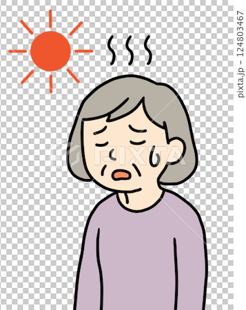 Senior woman suffering from heat stroke 2 (Sun mark) 124803467