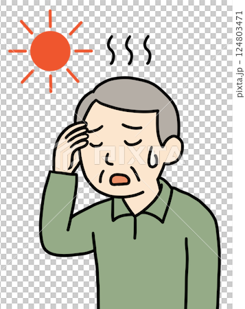 Senior man suffering from heat stroke 1 (Sun mark) Senior man suffering from heat stroke 1 (Sun mark) 124803471