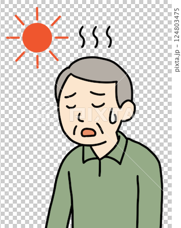 Senior man suffering from heat stroke 2 (Sun mark) 124803475