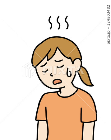 熱中症になる若い女性2（マーク） 124803482