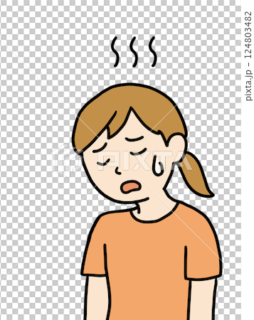 熱中症になる若い女性2（マーク） 124803482
