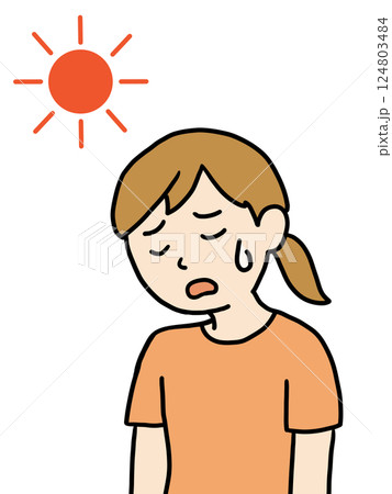 熱中症になる若い女性2（太陽） 124803484