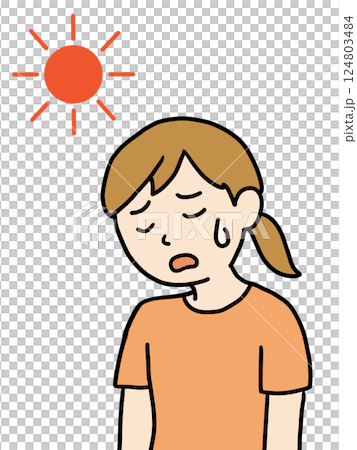 熱中症になる若い女性2（太陽） 124803484