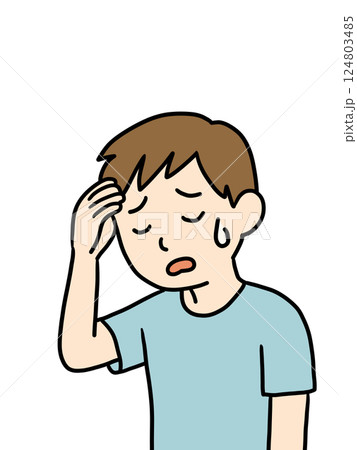 熱中症になる若い男性1（人物のみ） 124803485