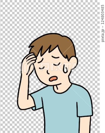 熱中症になる若い男性1（人物のみ） 124803485