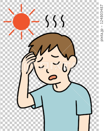 Young man suffering from heatstroke 1 (Sun mark) Young man suffering from heatstroke 1 (Sun mark) 124803487