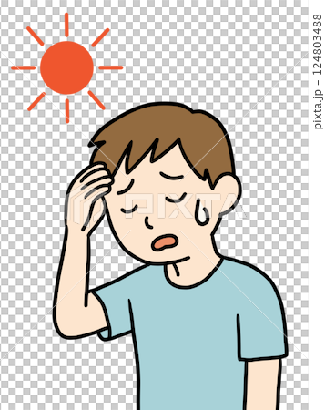 Young man suffering from heatstroke 1 (Sun) 124803488