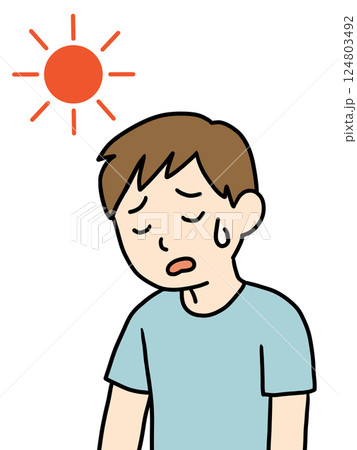 熱中症になる若い男性2(太陽) 熱中症になる若い男性2(太陽) 124803492