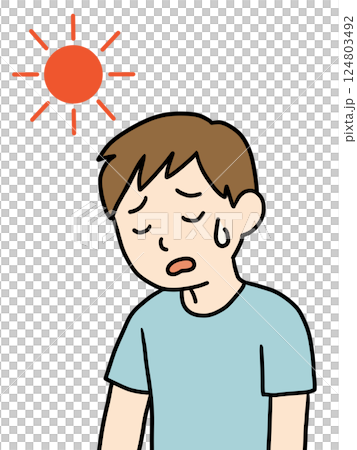 熱中症になる若い男性2(太陽) 熱中症になる若い男性2(太陽) 124803492