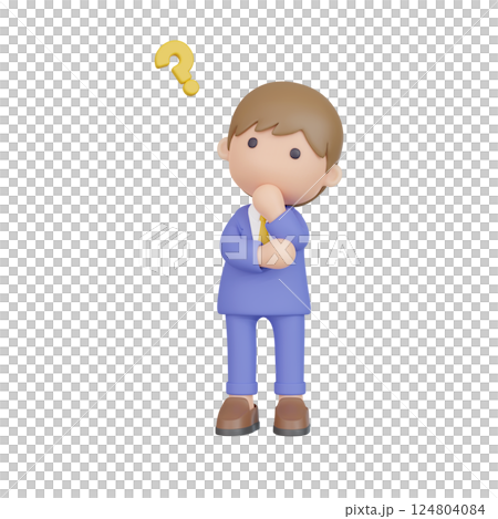 3DCG | A young businessman who is confused because he doesn't understand something 124804084