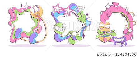 Abstract psychedelic frames set isolated on white 124804336