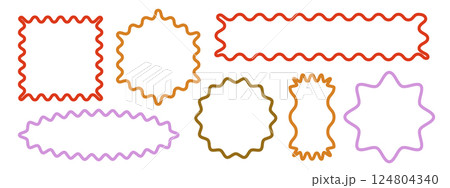 Wavy scalloped decorative frame shapes. 124804340