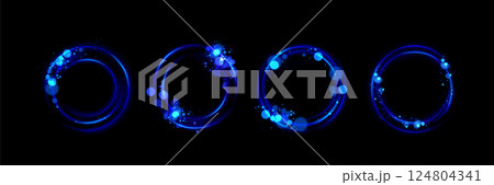 Glowing blue circles set 124804341