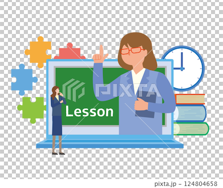 Illustration of online lessons Illustration of online lessons 124804658