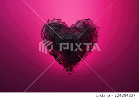a black heart with red hearts on pink backgroud . AI generative 124804837