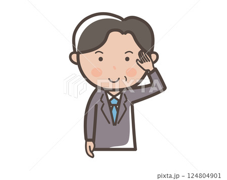 了解の敬礼ポーズをする中年の男性ビジネスマンの上半身イラスト 了解の敬礼ポーズをする中年の男性ビジネスマンの上半身イラスト 124804901