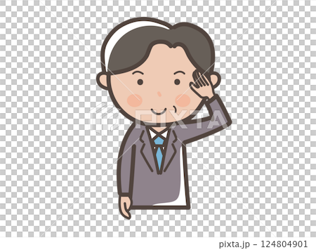 一位中年男性商人做出理解敬禮的上半身插圖 124804901