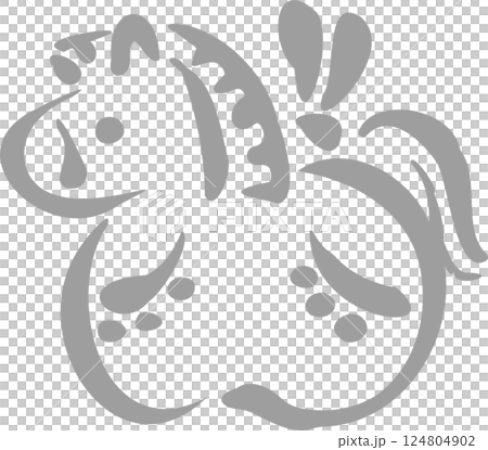 2026年新年 黏土鈴鐺 馬年 馬年 水墨畫 日本畫 手繪水彩 新年賀卡 插圖 124804902