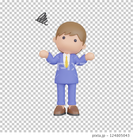3DCG | A young male office worker in a difficult situation 124805043