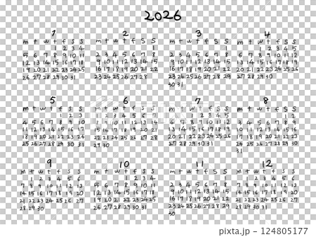 2026年 カレンダー 2026年 カレンダー 124805177