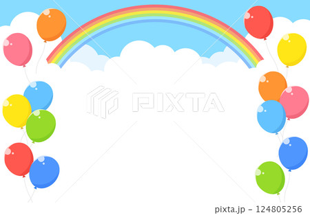 シンプル 青空 雲 虹 風船 背景イラスト シンプル 青空 雲 虹 風船 背景イラスト 124805256