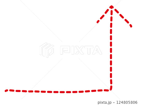 赤い手描きの直角に曲がる点線の矢印アイコン 赤い手描きの直角に曲がる点線の矢印アイコン 124805806