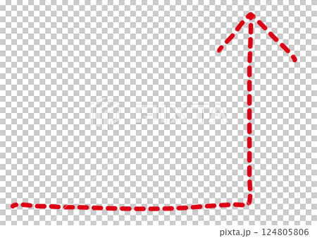 赤い手描きの直角に曲がる点線の矢印アイコン 赤い手描きの直角に曲がる点線の矢印アイコン 124805806