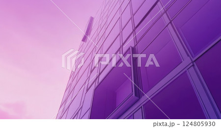 A purple building facade with windows a purple sky. A purple building facade with windows a purple sky. 124805930