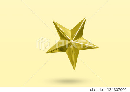 golden Christmas star jewels sticker isolated on yellow background golden Christmas star jewels sticker isolated on yellow background 124807002