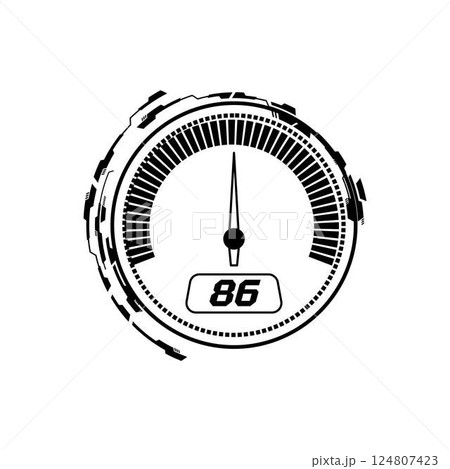 Black and white car speedometer gauge, vector illustration. 124807423